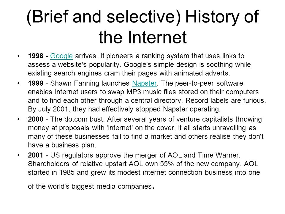The history of the internet and its development